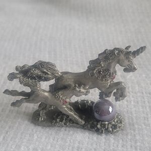 Mythical Pewter Bearded Unicorn & Foal figurine